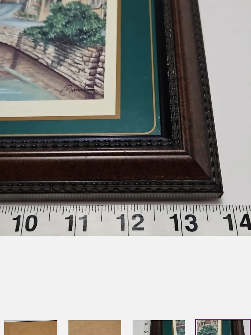 Set of Six Framed English Villages  Prints in Brown Frames with Green Mats